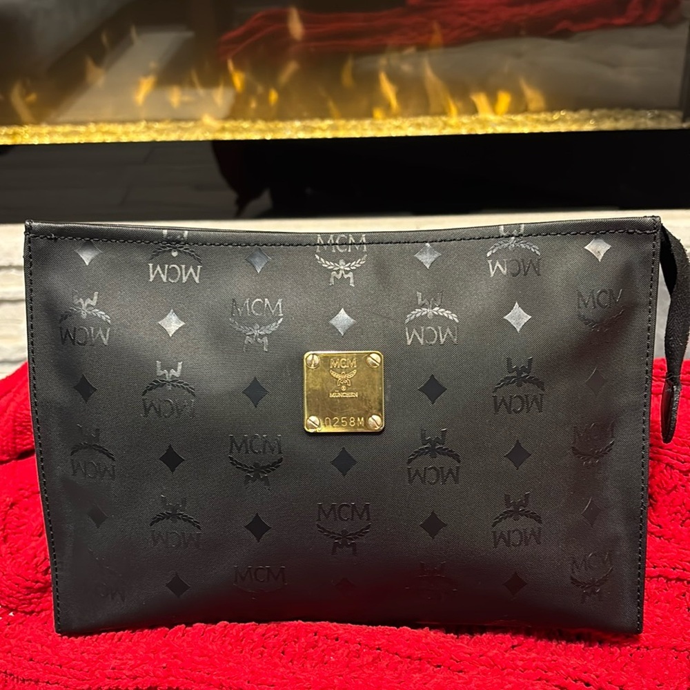 Vintage MCM Visetos Logo Clutch - EUC